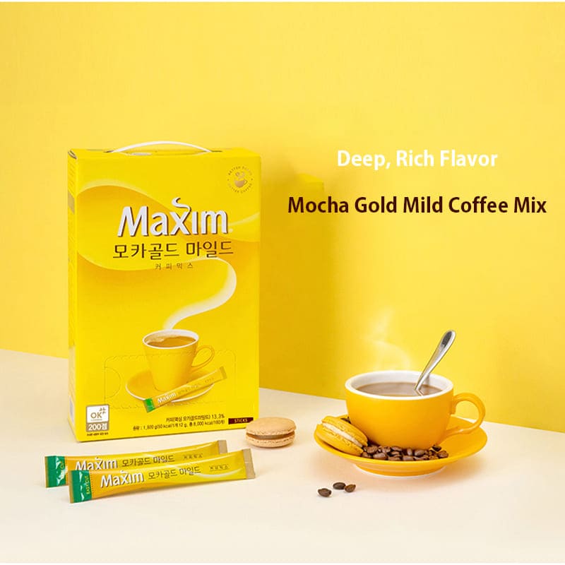 Korean Maxim Mocha Gold Instant Coffee – Quick Coffee for Truckers (100 Sticks)